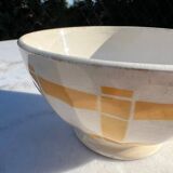 Vintage Earthenware Bowl with Yellow Tiles Pattern