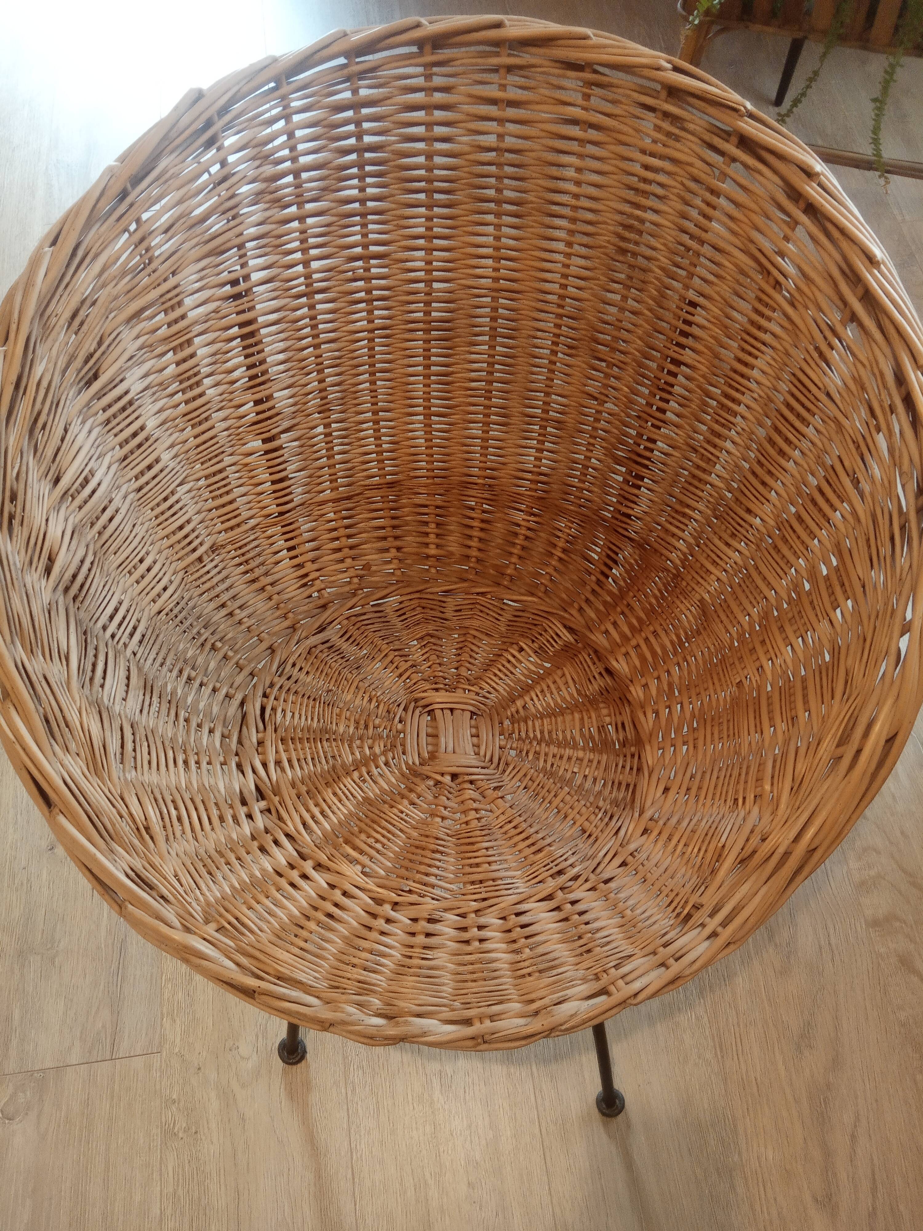 Vintage rattan basket armchairs