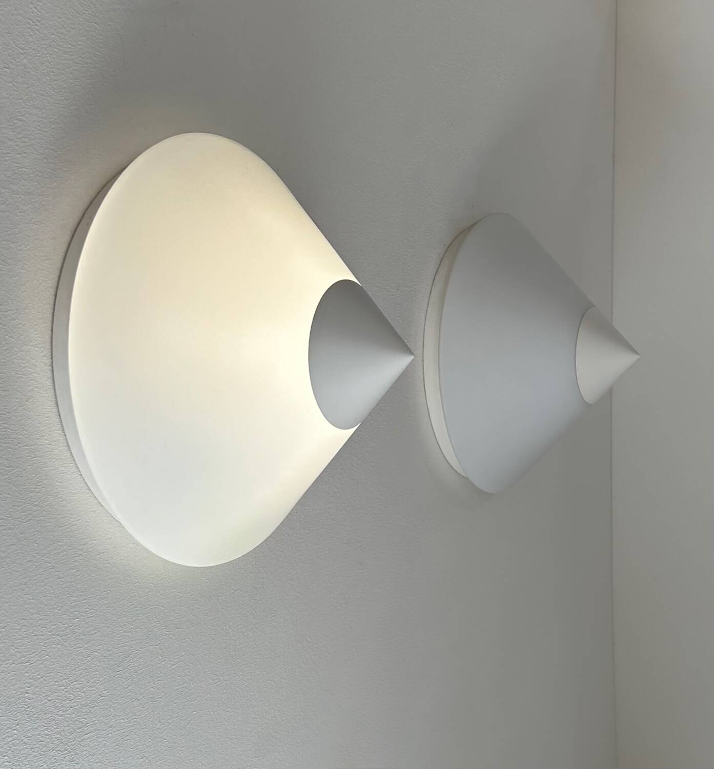 Pair of vintage Limburg wall lights, metal and opaline, Germany 1970