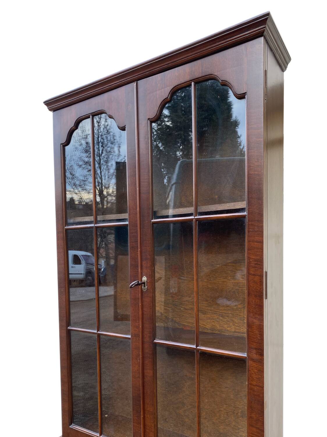 Secretary, display cabinet, writing desk, sideboard, English in mahogany.