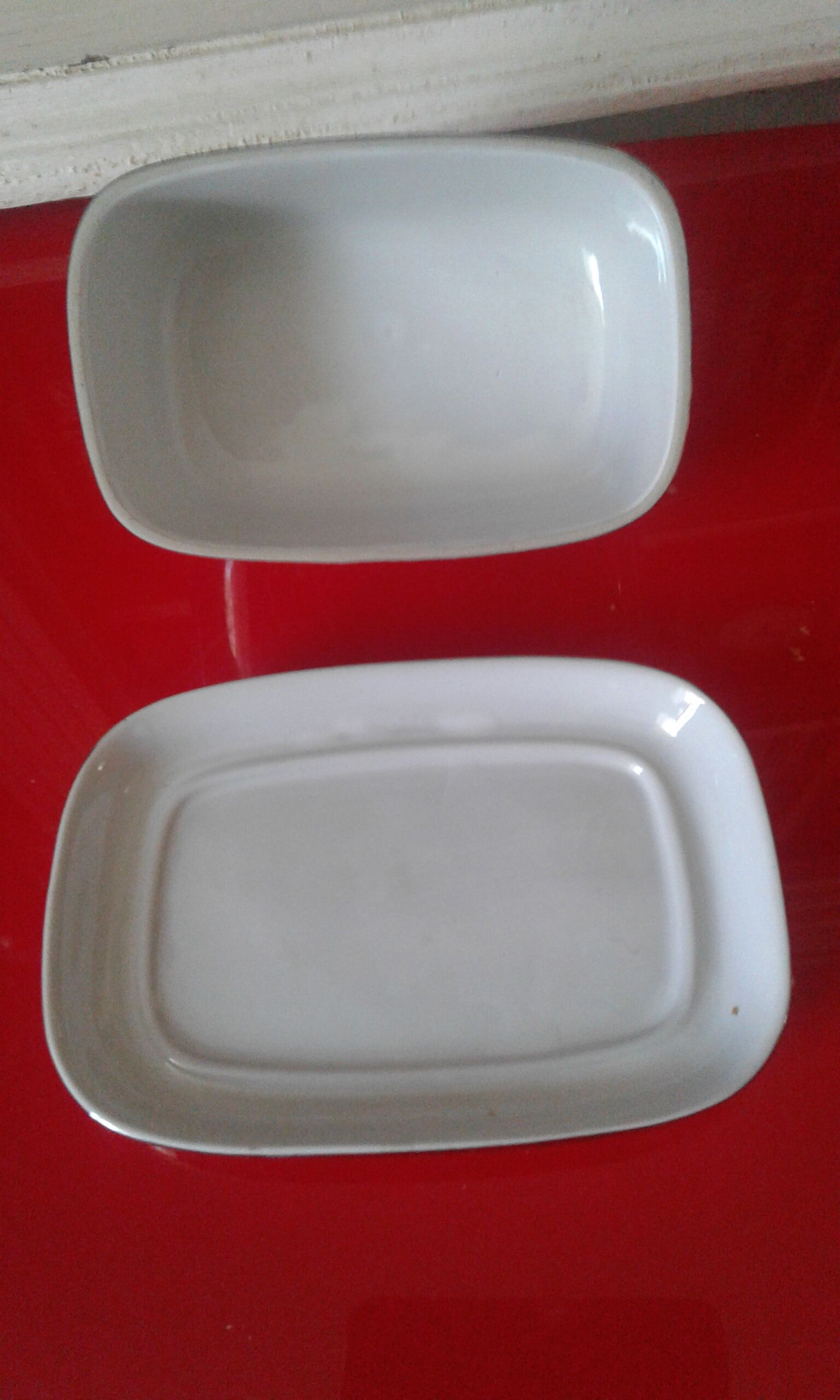 White and silver ceramic butter dish