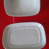 White and silver ceramic butter dish