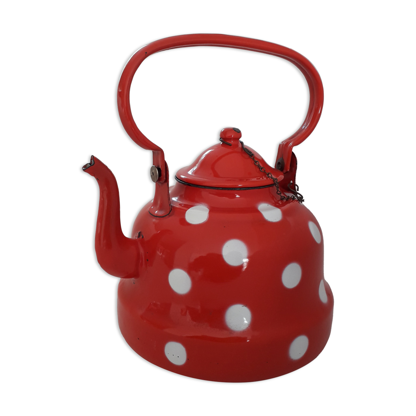 Enamelled polka dot teapot