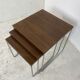 Set of 3 side tables trundle in teak and steel 1960s