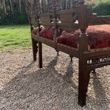 Old carved wooden bench