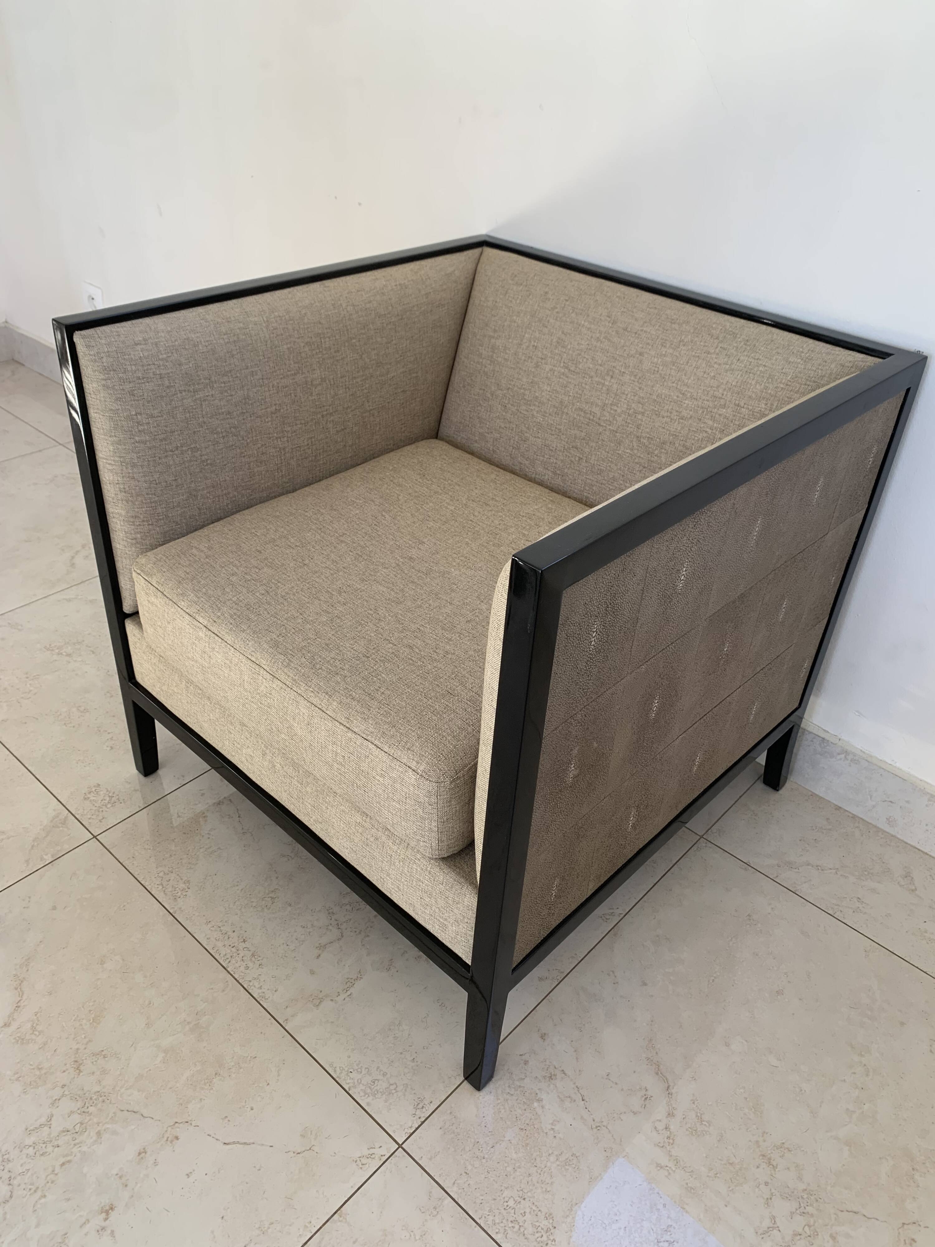 Luxury mahogany and fabric armchair Casa Padrino