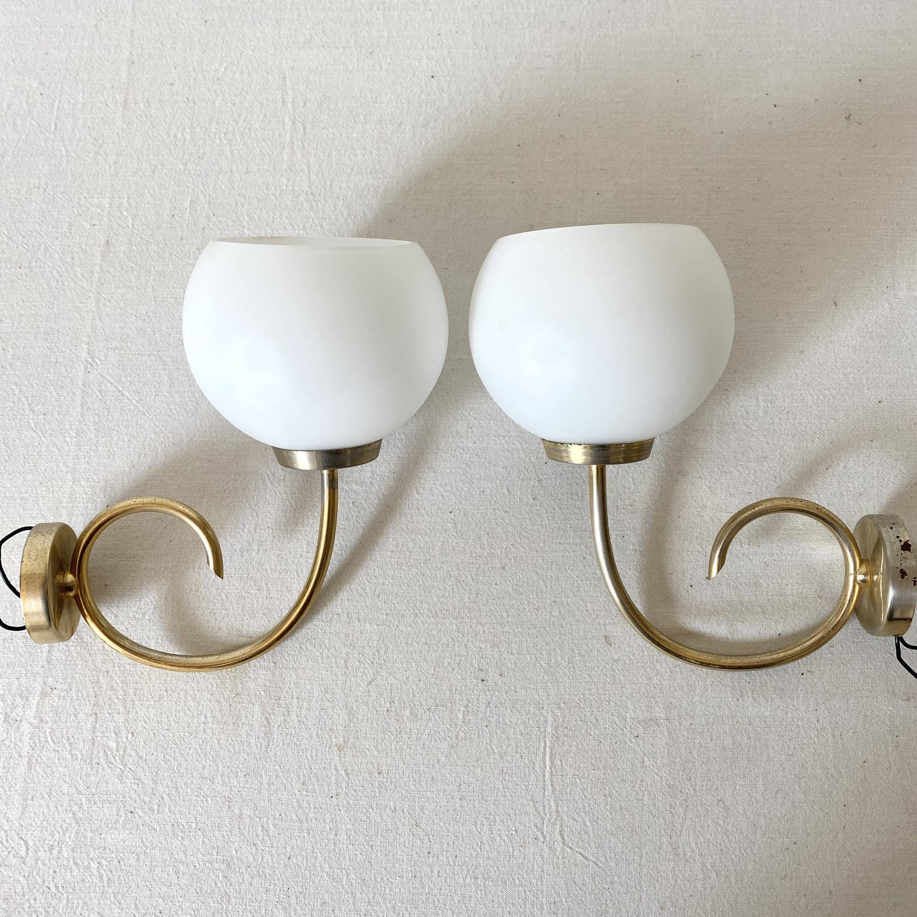 Pair of opaline wall lights from the 1960s