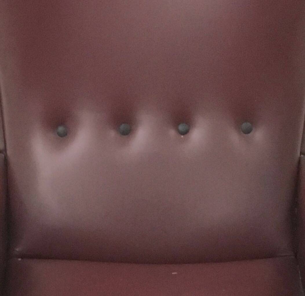 Burgundy Skai, Brass and Metal Lounge Chair, Italy