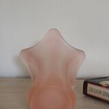 Vintage frosted pink glass corolla vase