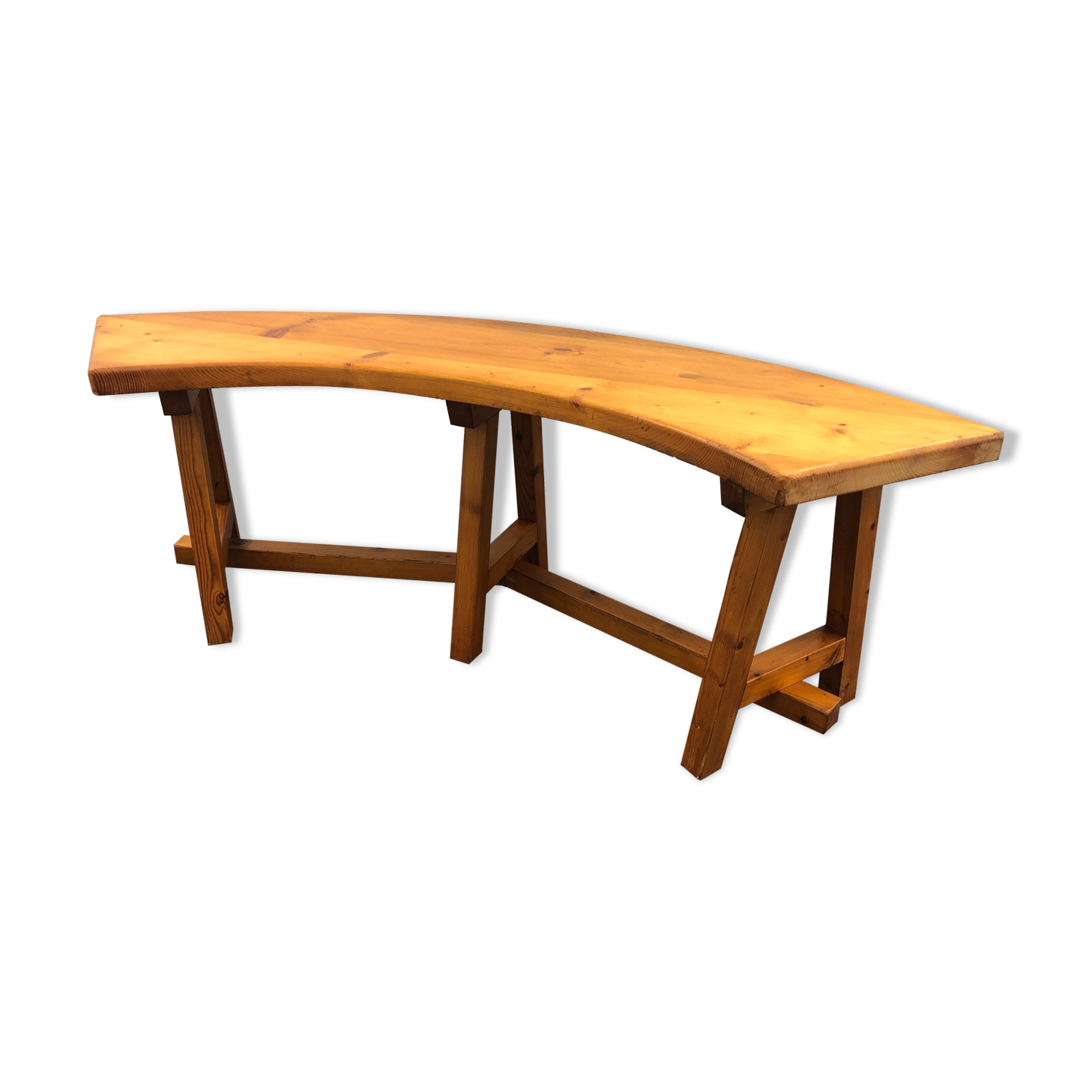 Chalet-style pine bench circa 1960