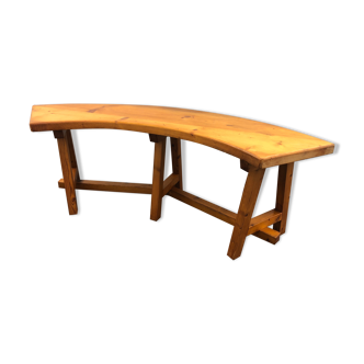 Chalet-style pine bench circa 1960