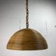 Midcentury pencil reed rattan bamboo pendant hanging lamp, Italy, 1970s