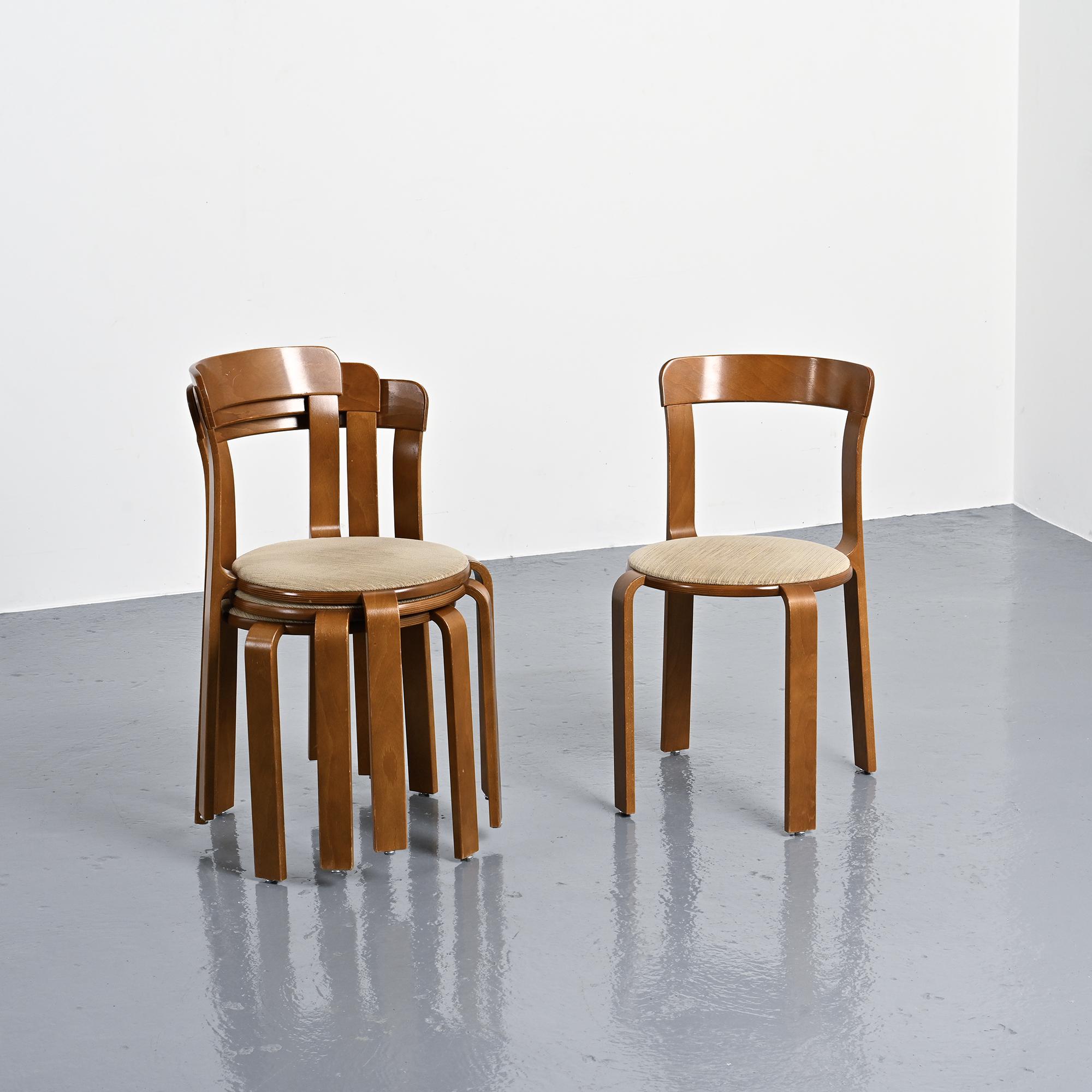 Set of 4 vintage chairs by Bruno Rey, Dietiker Switzerland