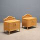 Pair of woven wicker bedside tables from the 1980s.