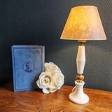 Vintage Table Lamp in White Marble and Brass