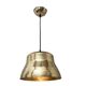 Industrial pendant lamp in the shape of a hammered copper bell.
