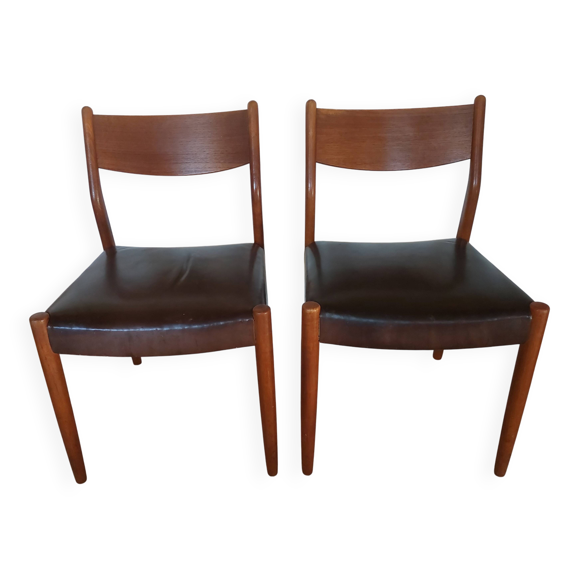 2 Fristho Franeker chairs, Scandinavian, teak and leather.