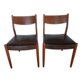 2 Scandinavian Fristho Franeker chairs in teak and leather.