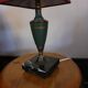 Vintage 1960s lamp – black veined marble and decorated metal