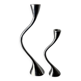 Pair of zigzag candlesticks, solid aluminium, Spain, 1980s
