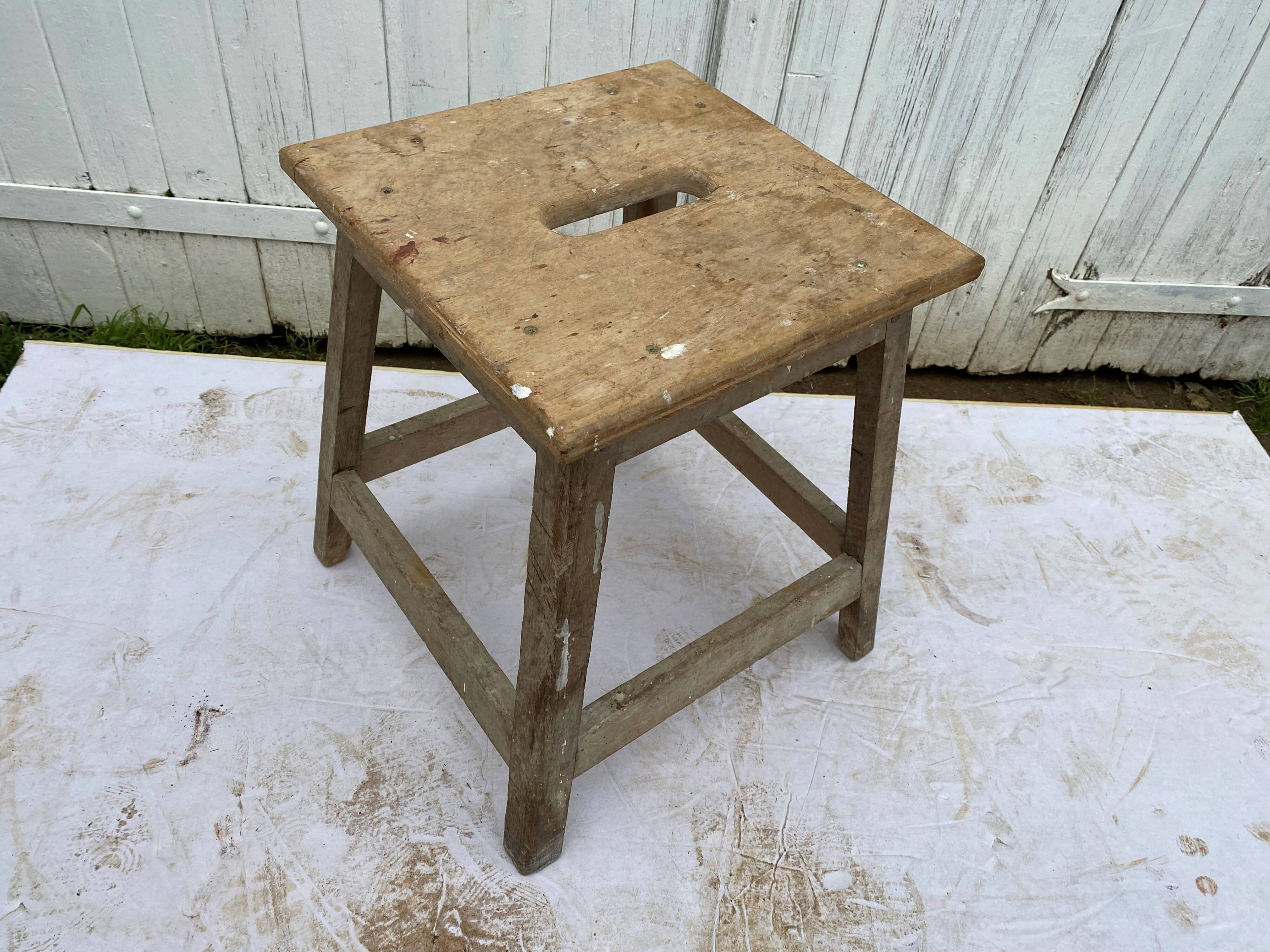 Wooden workshop stool from the 1950s
