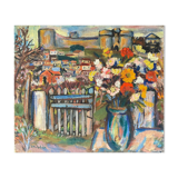 Painting HST "Floral composition with fortifications" J.M. Julien, early XX°