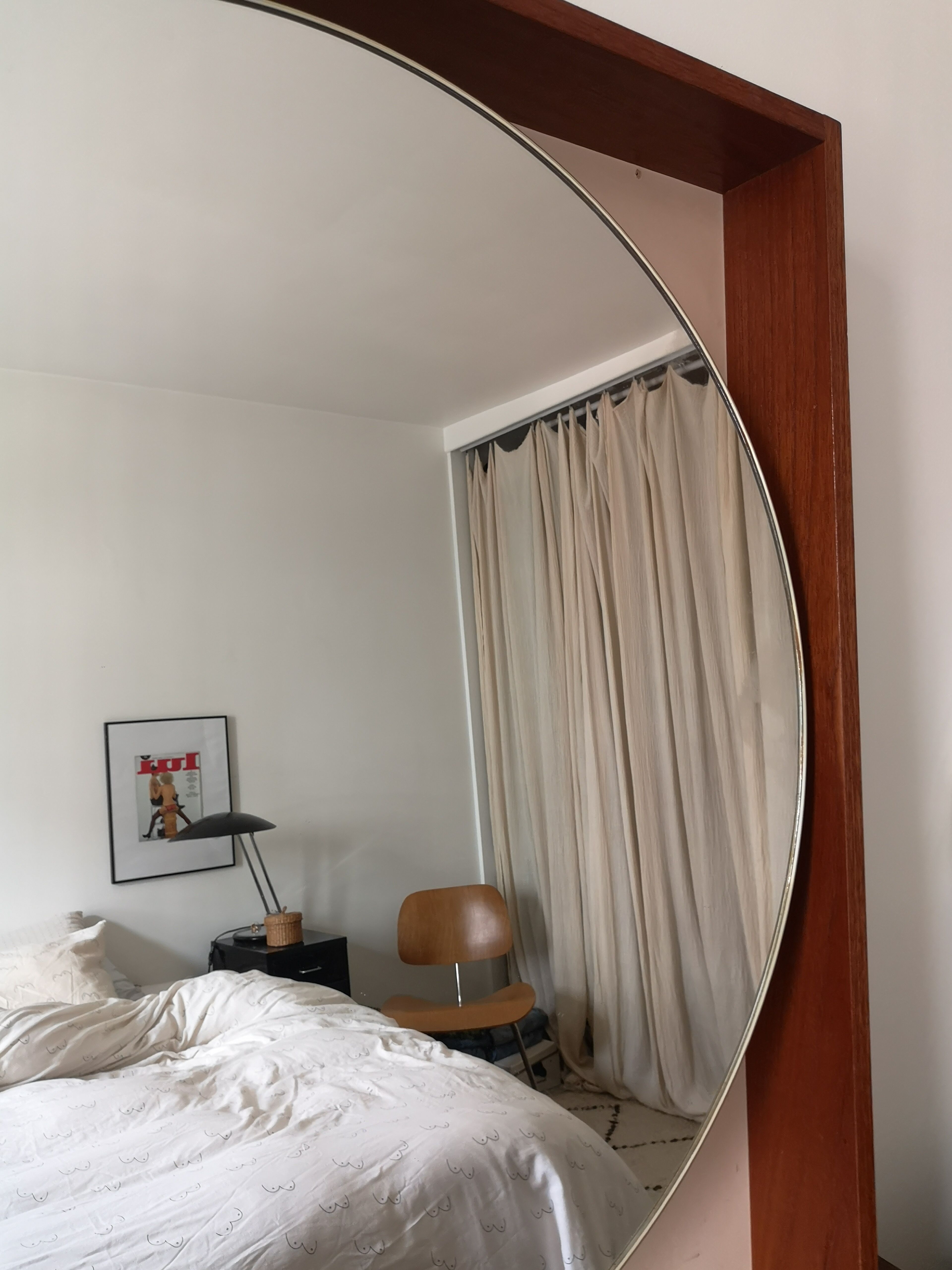 illuminated round Scandinavian mirror, 1970