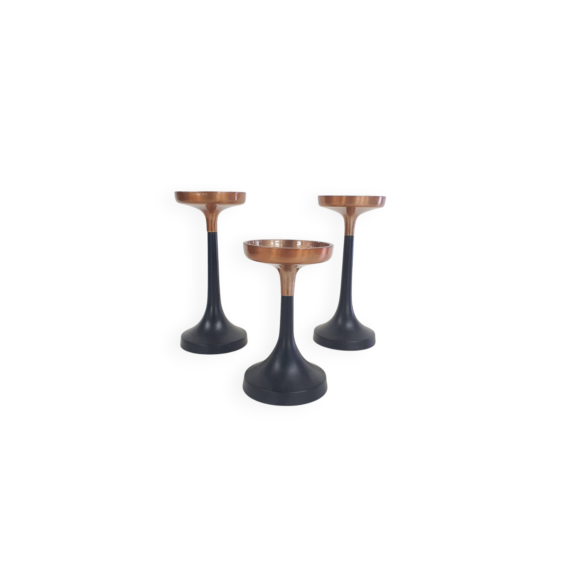 Ensemble de trois bougeoirs design en métal, Danemark