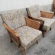 Paire de fauteuils vintage pieds compas et cannage