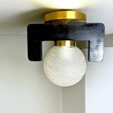 Black wood flush mount lamp