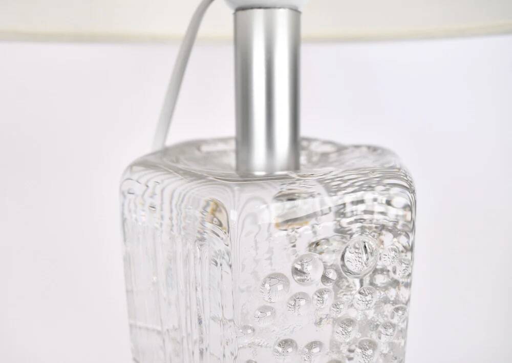 Lampe de table structurée en cristal massif du milieu du siècle par Willem Heesen pour Royal Leerdam