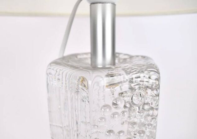 Mid-century solid crystal structured table lamp by Willem Heesen for Royal Leerdam