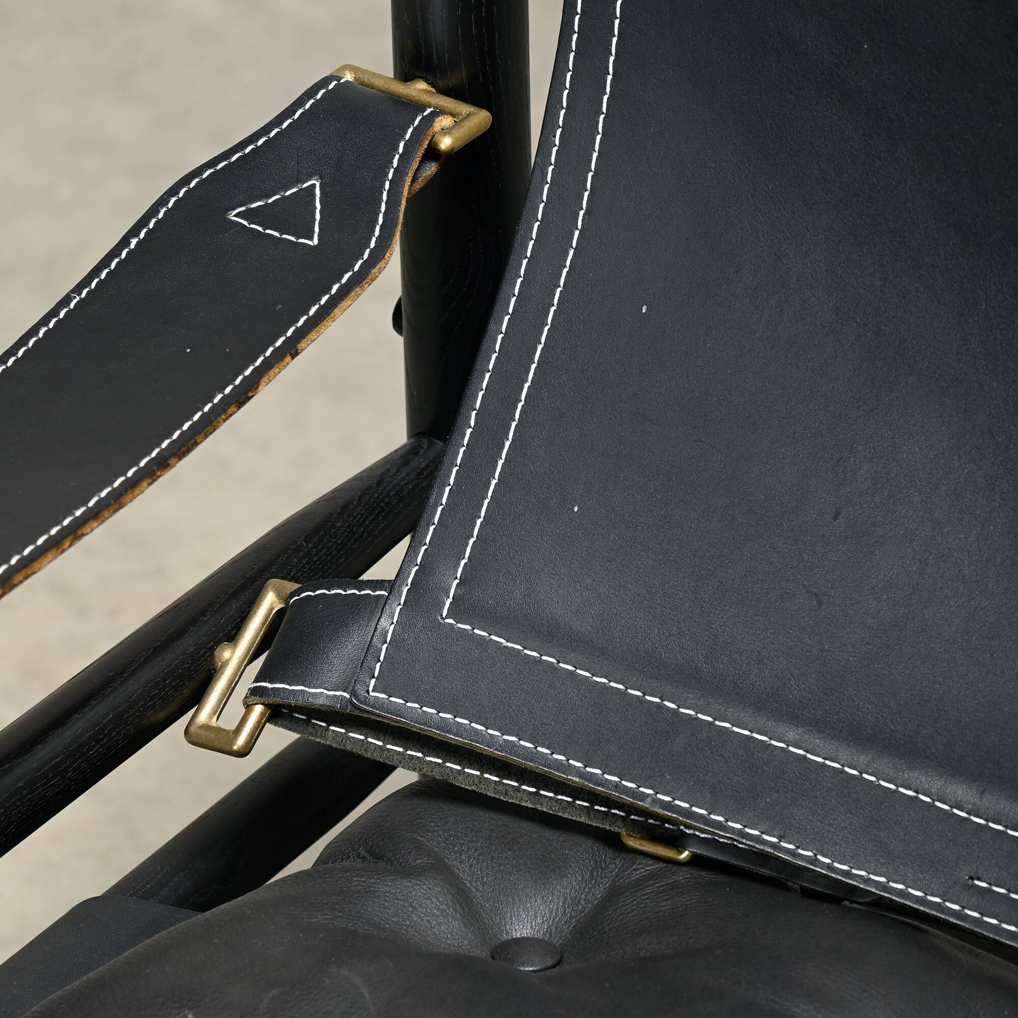 Arne Norell Sirocco Safari Lounge Chair in Black Leather and Stained Ash