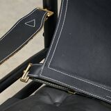 Arne Norell Sirocco Safari Lounge Chair in Black Leather and Stained Ash