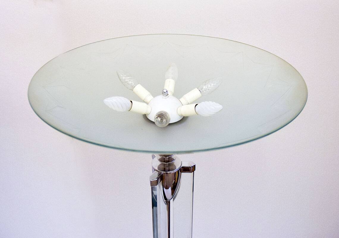 Pietro Chiesa for Fontana Arte rare pair of crystal floor lamps, 1930s