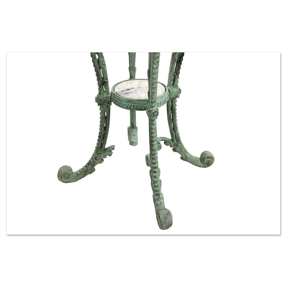 Patinated cast iron harness with marble tops