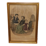 Cadre gravure de mode du 15 janvier 1853 par Héloïse Leloir, chez Maritan