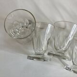 Set de 6 verres shots modernistes en cristal taillé côtes plates 1950