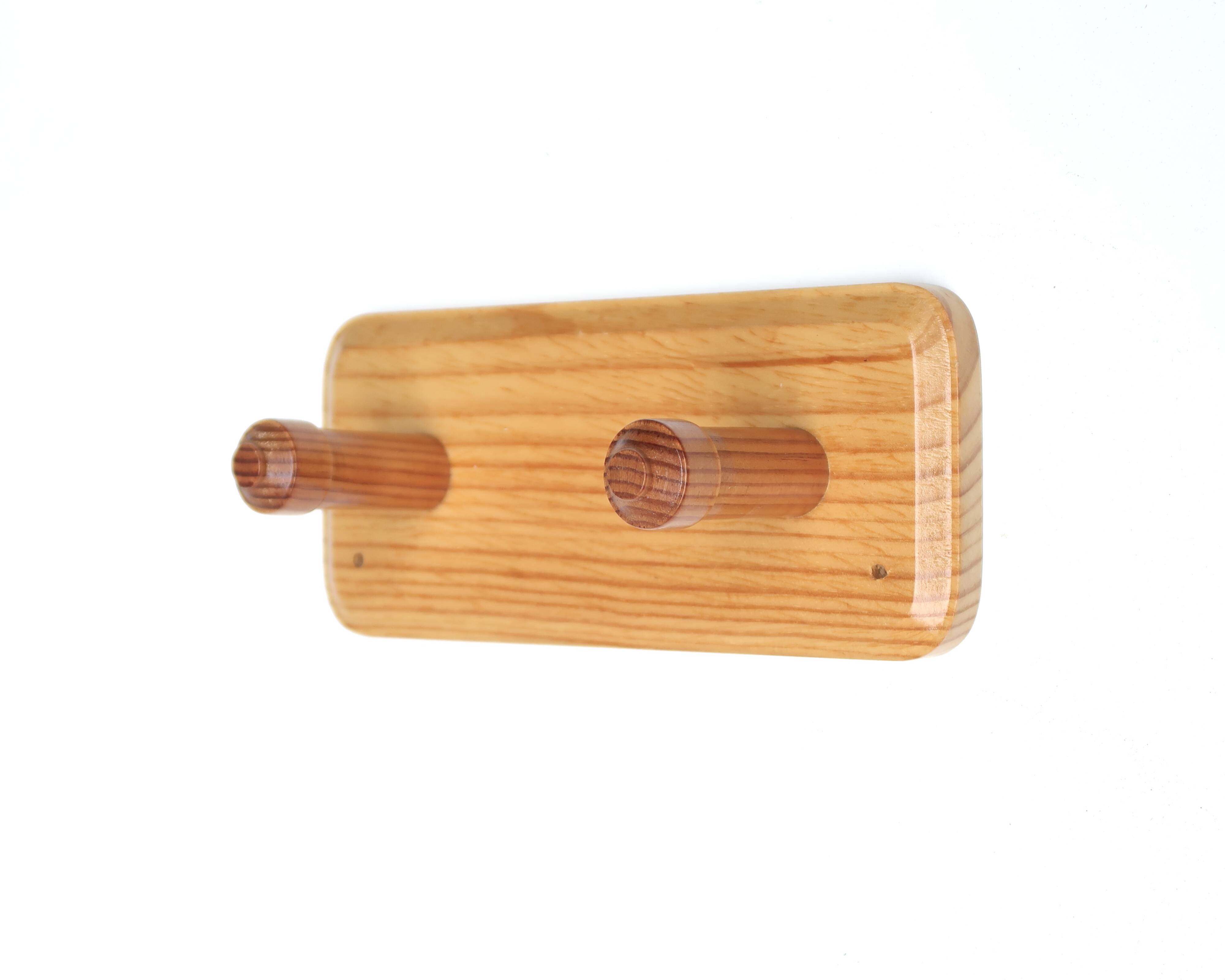 Pine wood wall coat rack, 70s