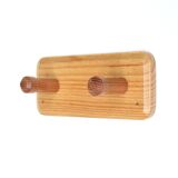 Pine wood wall coat rack, 70s