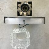 Pair of space age cubist wall lamps in brushed aluminum - design 1970