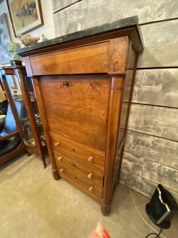 Secretaire style louis xvi en noyer fin xixeme avec tiroirs