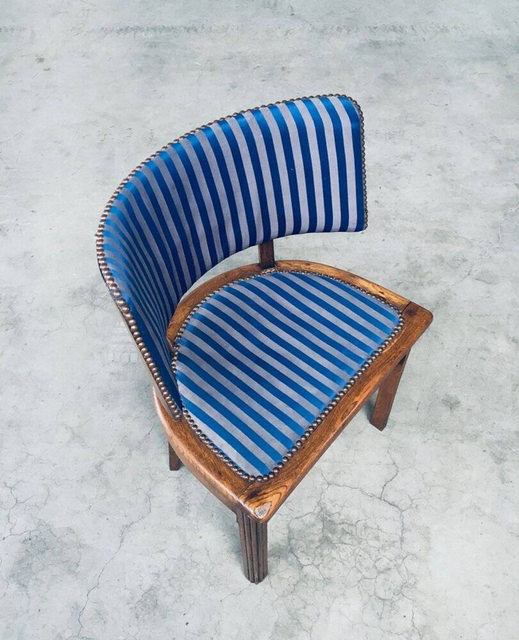 Set of Art Deco Curved Back Side Chairs, France, 1930s