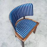 Set of Art Deco Curved Back Side Chairs, France, 1930s