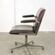 Mid-Century Italian Brown Leather Swivel Chair