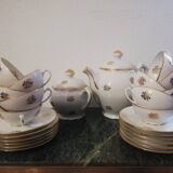 Tea or coffee service in white and gold Limoges porcelain "PL" (Limousine Porcelain)
