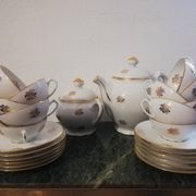 Tea or coffee service in white and gold Limoges porcelain "PL" (Limousine Porcelain)