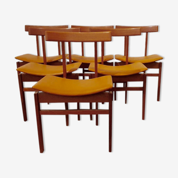 Ensemble de 6 chaises à manger en teck par Inger Klingenberg pour la France et Daverkosen 1960