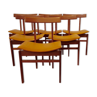 Ensemble de 6 chaises à manger en teck par Inger Klingenberg pour la France et Daverkosen 1960