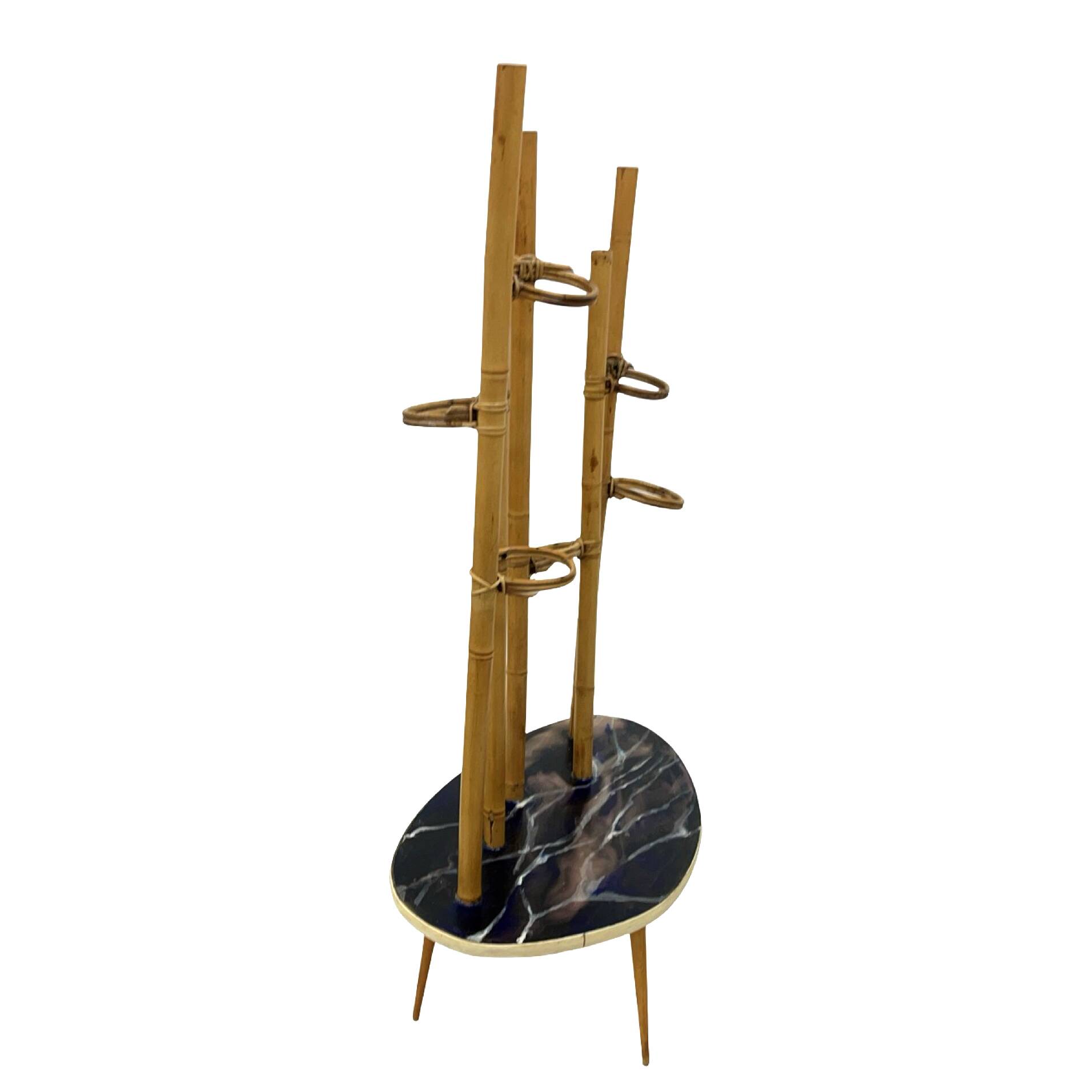 Mid-Century Modern Plant Stand – Europe, 1960s-1970s, Bamboo & Artistic